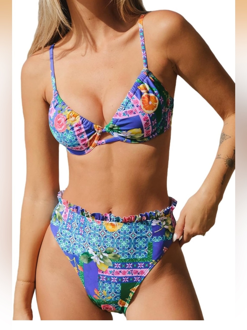 Bikini Set High Waisted Push Up Cheeky Drawstring Two Piece M. 1962/2-3